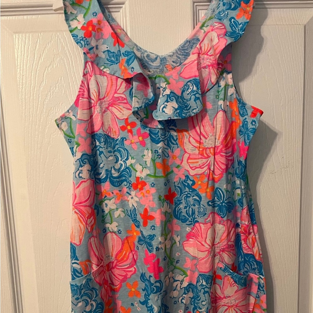 Girls’ Mini Alessa dress in Surf Blue Luscious Lions